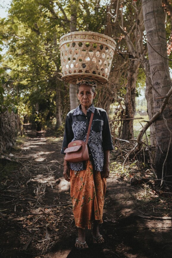 Basket on the head.